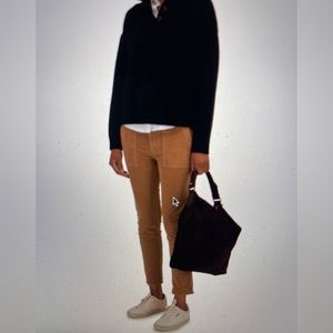 NILI LOTAN JENNA CROPPED corduroy cotton blend pant in caramel.